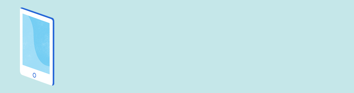 Tablet on blue background